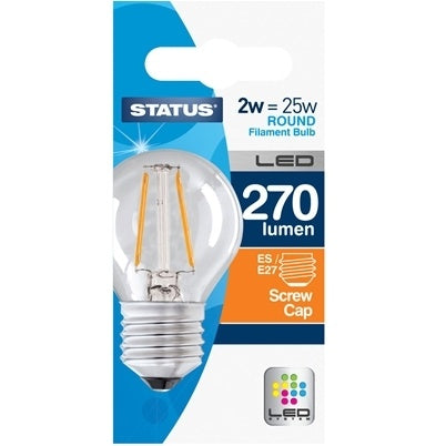 Status 2W Round LED Filament Bulb