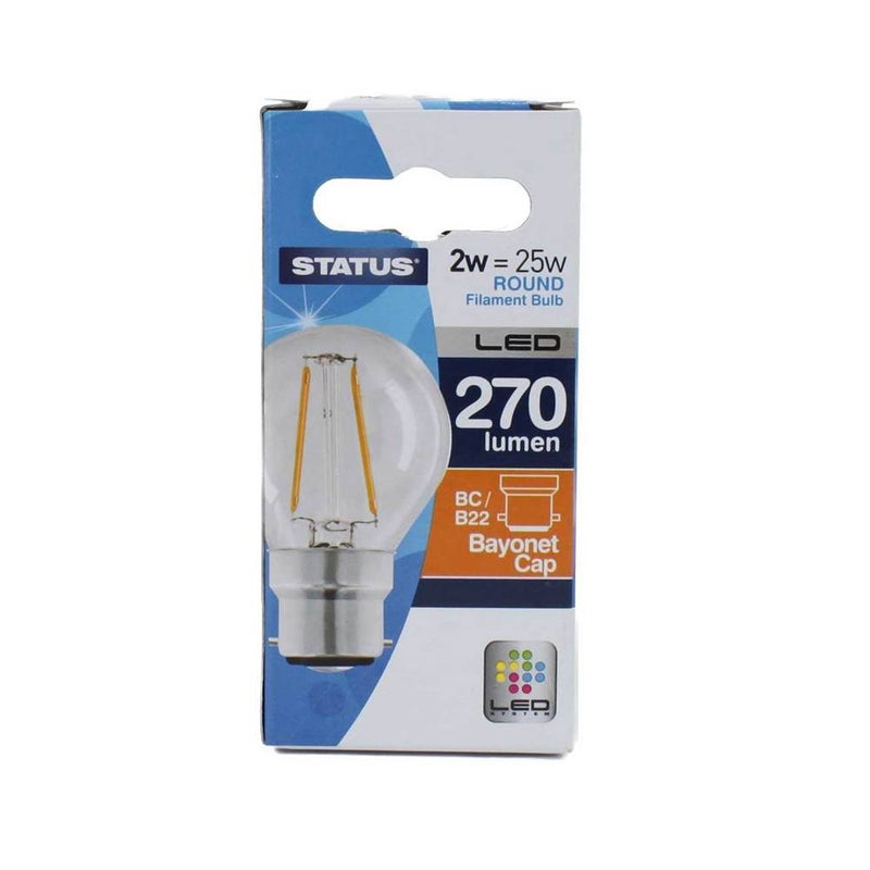 Status 2W Round LED Filament Bulb