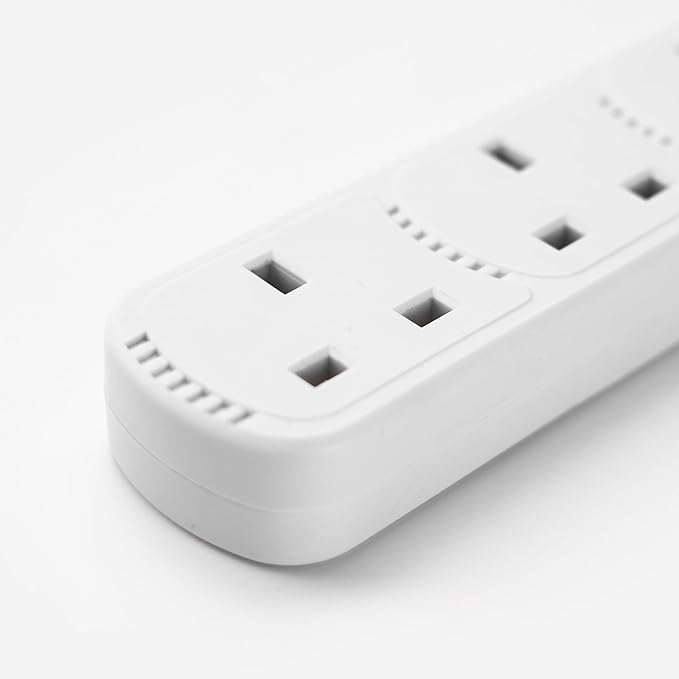 STATUS 4 Way Socket Extension Lead, 5m Cable Multi-Plug Power Strip for Home or Office, 13A 3120W Rated, Wall Mountable in White
