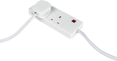 STATUS 2 Socket Extension Lead with Neon Indicator, 6m Extension Cable 13A, Power Extension, White