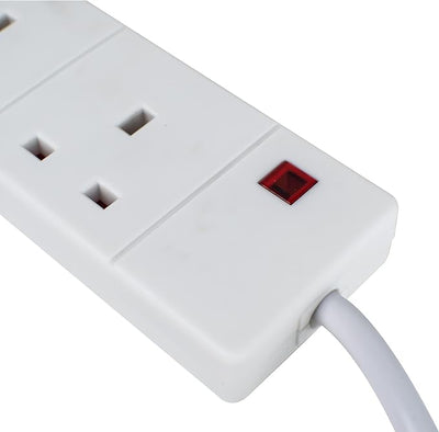STATUS 2 Socket Extension Lead with Neon Indicator, 6m Extension Cable 13A, Power Extension, White