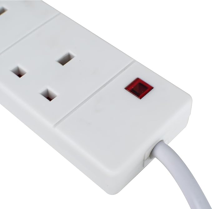 STATUS 2 Socket Extension Lead with Neon Indicator, 6m Extension Cable 13A, Power Extension, White