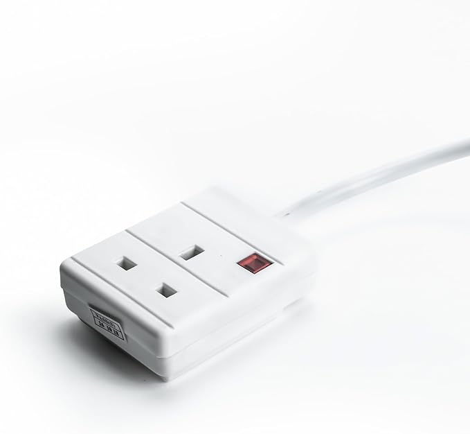 STATUS 1 Socket Extension Lead with Neon Indicator, 5m Cable 13A White Power Extension