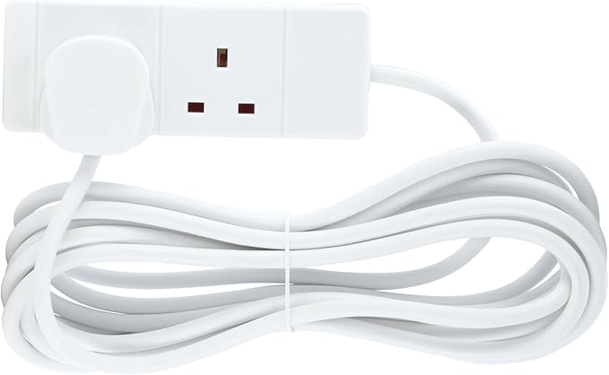 STATUS 2 Socket Extension Lead, 2m Cable 13A Power Strip for Home, Office or School, White