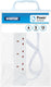 STATUS 4 Way Socket Extension Lead, 5m Cable Multi-Plug Power Strip for Home or Office, 13A 3120W Rated, Wall Mountable in White