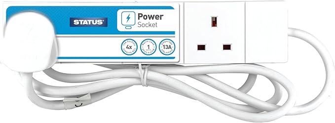 STATUS Multi Plug Extension | 4 Socket Extension Cable | 1m Extension Lead