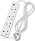 STATUS 4 Way Socket Extension Lead, 1m Cable Multi-Plug Power Strip for Home & Office Use, Wall Mountable in White