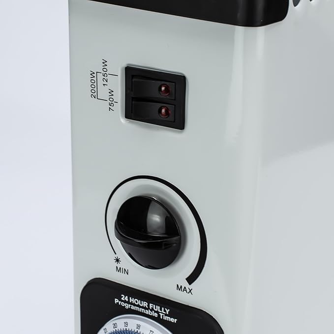 STATUS Convector Heater - 2000w - White - 3 Heat Settings - with Adjustable Thermostat - with Timer