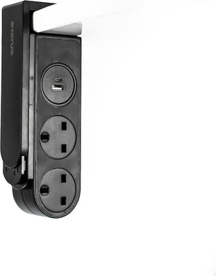 STATUS Multi Plug Extension | 2 Socket Extension Cable with 1 USB and 1 USB-C Charging Port | 1.5m Extension Lead