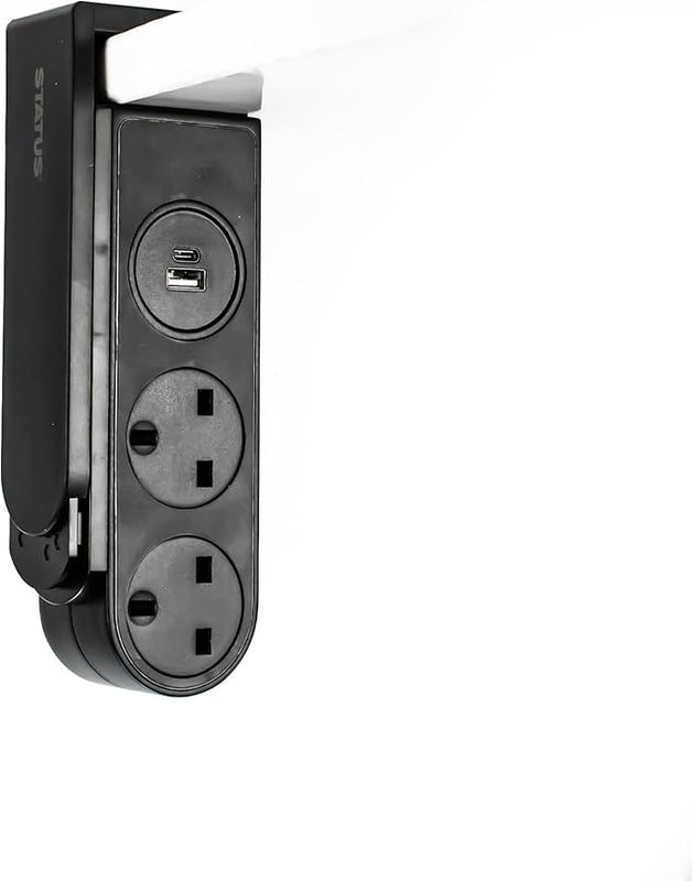 STATUS Multi Plug Extension | 2 Socket Extension Cable with 1 USB and 1 USB-C Charging Port | 1.5m Extension Lead