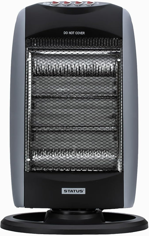STATUS 1200W Halogen Heater – 3 Heat Settings, Oscillation, Instant Infrared Heat & Safety Protection