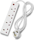 STATUS 4 Way Socket Extension Lead, 4m Cable with Neon Power Indicator, 13A Multi-Plug Strip for Home or Office, Wall Mountable, White