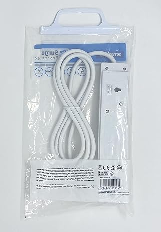 STATUS 4-Socket Surge-Protected Extension Lead, 2m Cable Multi-Plug Power Strip for Home, Office or Gaming Set-ups