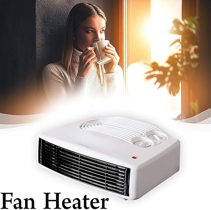 STATUS Flat Fan Heater 3000 W (3 kW), White Portable Electric Radiator with 2 Heat Settings, Adjustable Thermostat, Overheat Protection & Carry Handle