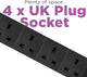 STATUS 4-Socket Extension Lead with 2 USB Ports, 2m Extension Lead, 13A Surge Protected with Neon Power Indicator, for Home, Office or Gaming Rigs