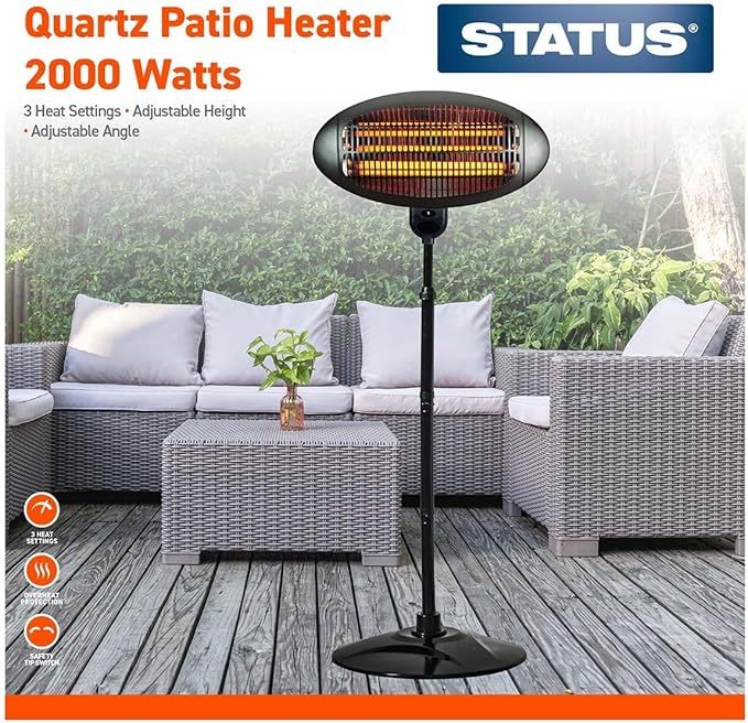 STATUS Outdoor Electric Heater | 2000W Electric Patio Heater | Black Stainless Steel