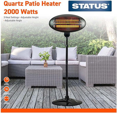 STATUS Outdoor Electric Heater | 2000W Electric Patio Heater | Black Stainless Steel