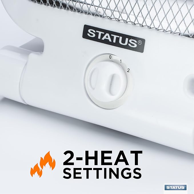 STATUS Quartz Heater 800 W Infrared Portable Heater with 2 Heat Settings, Safety Tip‑Over Protection, Built‑In Handle and Fold‑Away Stand