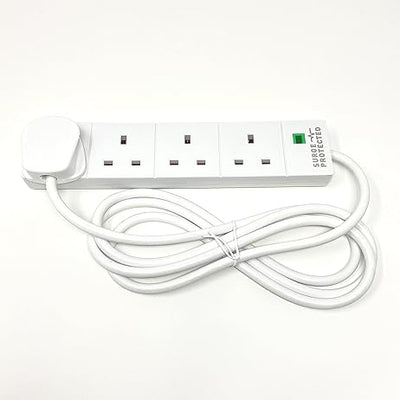 STATUS 4-Socket Surge-Protected Extension Lead, 2m Cable Multi-Plug Power Strip for Home, Office or Gaming Set-ups