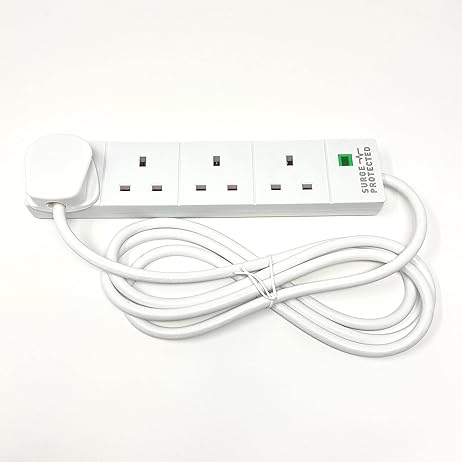 STATUS 4-Socket Surge-Protected Extension Lead, 2m Cable Multi-Plug Power Strip for Home, Office or Gaming Set-ups