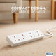 STATUS 4 Way Socket Extension Lead, 1m Cable Multi-Plug Power Strip for Home & Office Use, Wall Mountable in White