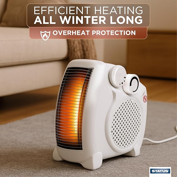 STATUS Portable 2kW Dual Position Small Fan Heater