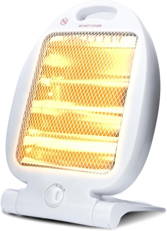 STATUS Quartz Heater 800 W Infrared Portable Heater with 2 Heat Settings, Safety Tip‑Over Protection, Built‑In Handle and Fold‑Away Stand