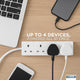 STATUS 4 Way Socket Extension Lead, 1m Cable Multi-Plug Power Strip for Home & Office Use, Wall Mountable in White