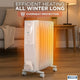 STATUS 9-Fin Oil-Filled Radiator 2000W, 3 Heat Settings with Adjustable Thermostat, Overheat and Tip-Over Protection, Easy-Roll Castors, White, Electric Heater