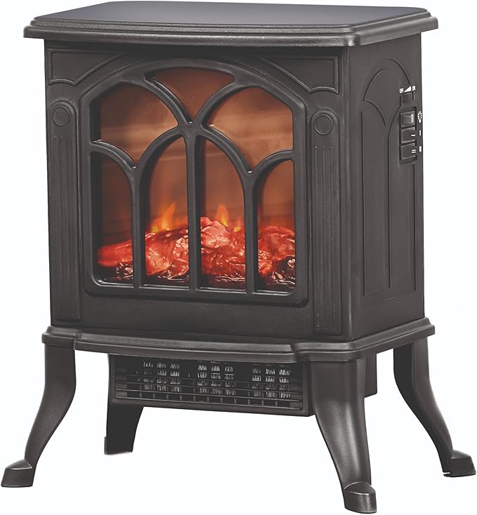 STATUS Freestanding Electric Fireplace Heater – 1500W, Flame Effect & Log Glow
