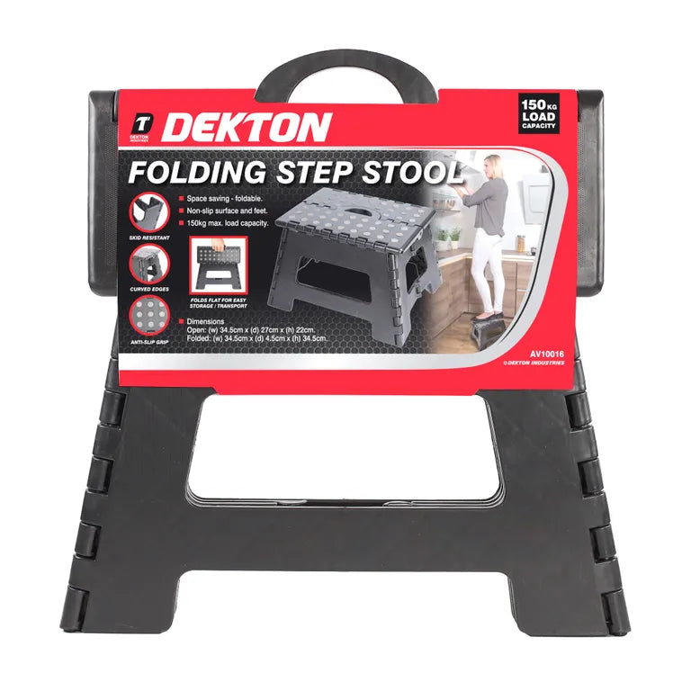 Dekton Folding Step Stool Black – 150kg Load Capacity