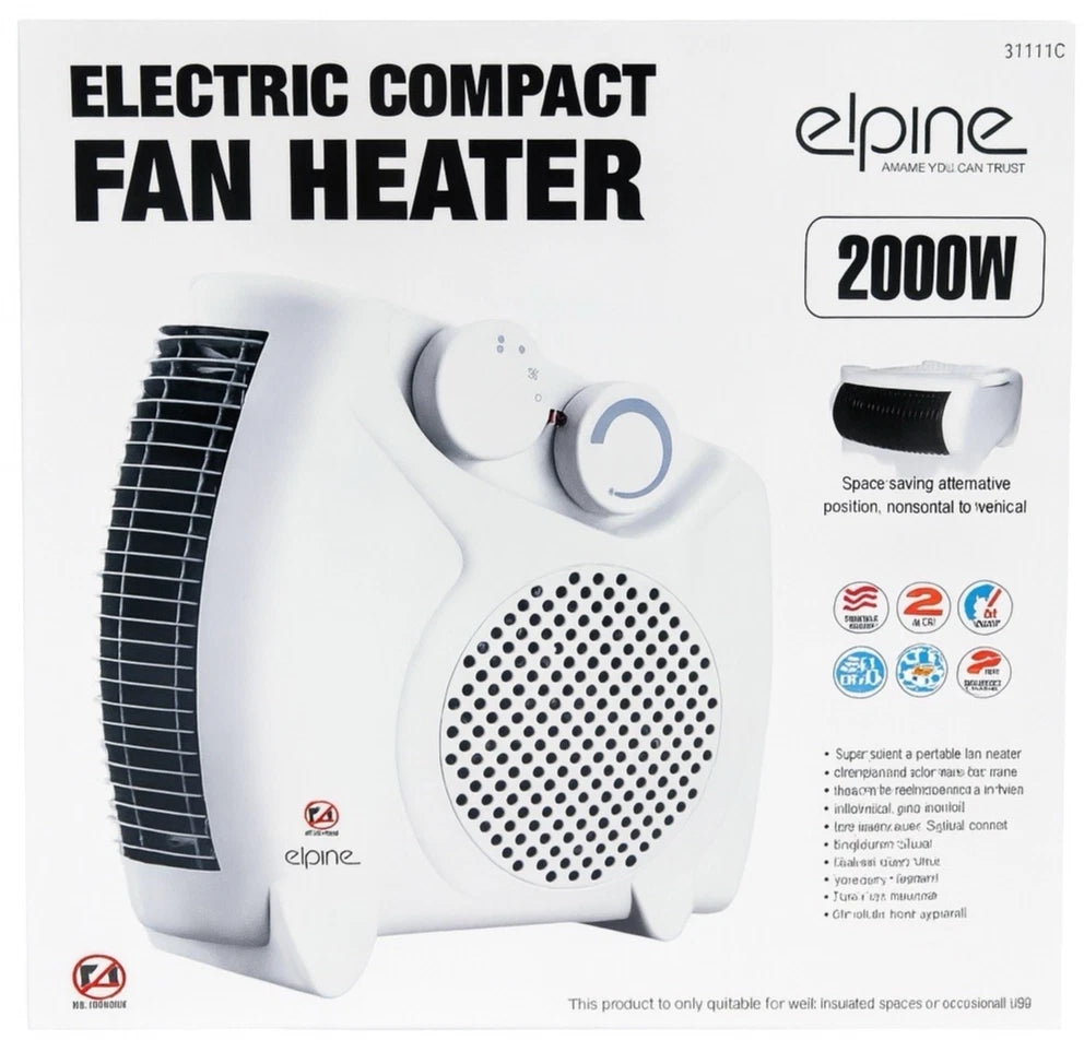Elpine 2-in-1 Compact 2000W Fan Heater – Heat & Air Circulation