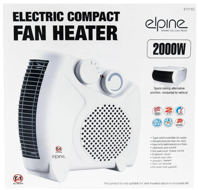 Elpine 2-in-1 Compact 2000W Fan Heater – Heat & Air Circulation