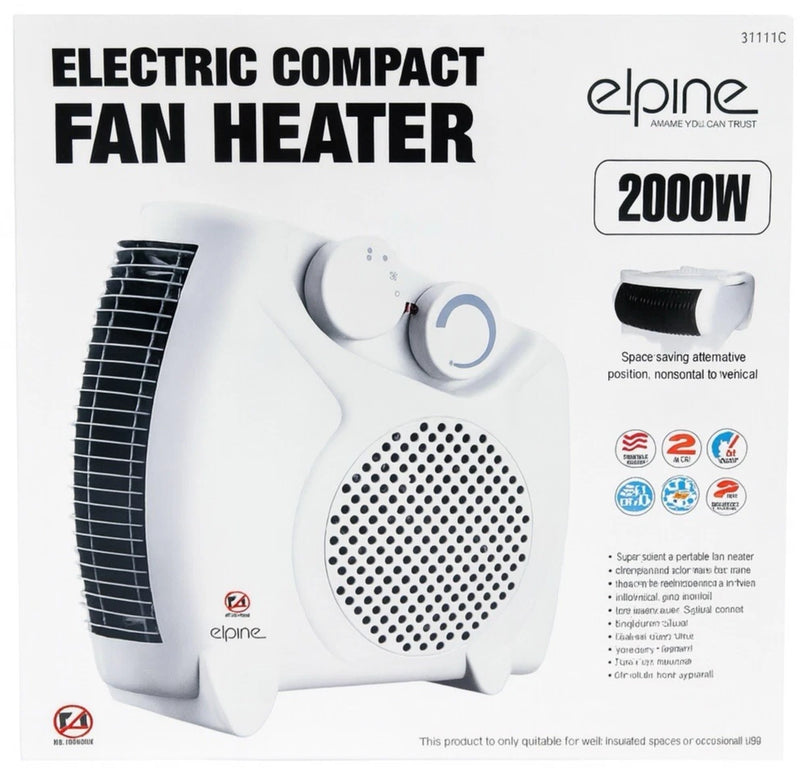 Elpine 2-in-1 Compact 2000W Fan Heater – Heat & Air Circulation